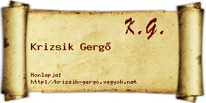 Krizsik Gergő névjegykártya